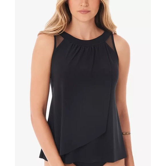 Miraclesuit Illusionists‎ Ursula Underwire Tankini Swim Top Black Size 16 NEW - Picture 1 of 2